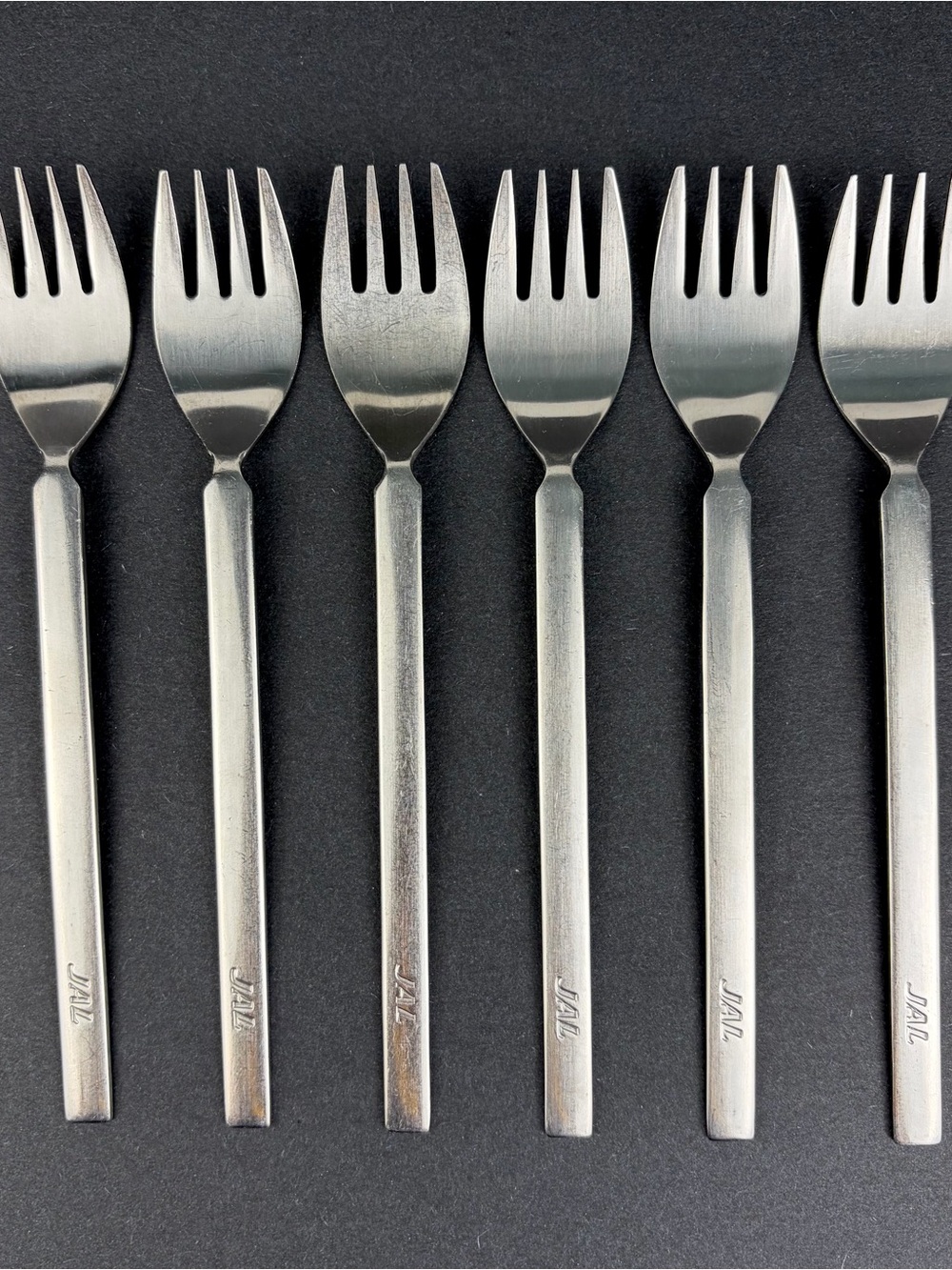 JAL Japan Air Lines Vintage Stainless 6.75 inch Forks Set of 6